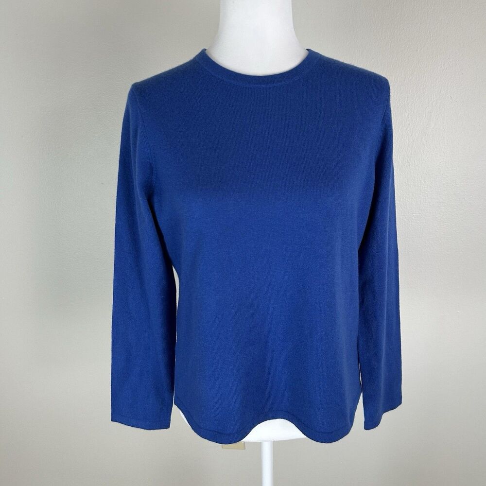 Vintage Lands End Cashmere Sweater Crew Neck Women's Blue Medium